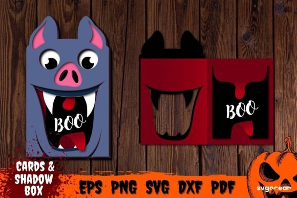 Bat Pop Up Card Template: 3D SVG for Shadow Boxes