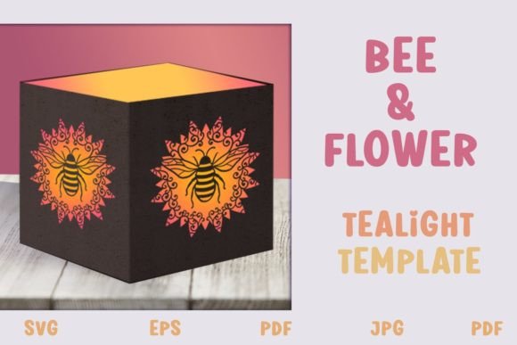 Bee and Flower Tealight Box SVG: 3D SVG Gift Boxes