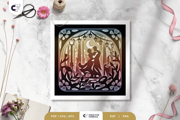 Dancing Couple Forest 3D SVG for Table Decorations