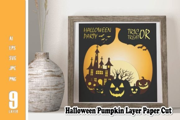 Halloween Pumpkin Layer Paper Cut: 3D SVG for Shadow Boxes