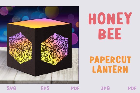 Honey Bee Papercut Lantern Template: 3D SVG for Gift Boxes