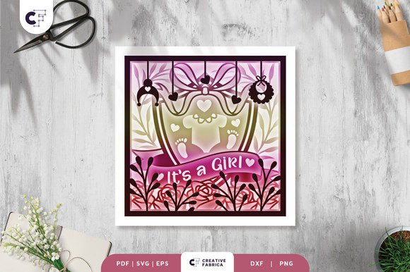 It's a Girl 3D SVG Baby Shadow Box Review