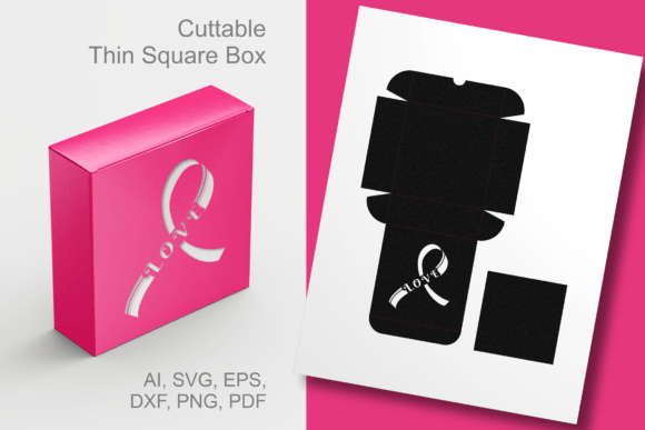 LOVE Cancer Ribbon 3D SVG Box for Shapes