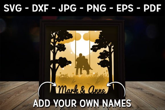 Love Couple Paper Cut Light Box Template: 3D SVG for Shadow Boxes