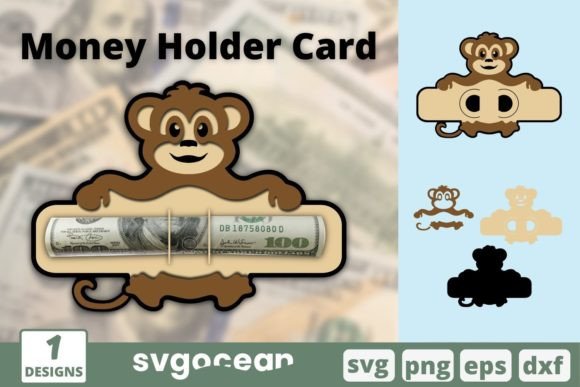 Monkey Money Holder Card SVG: A 3D SVG Shape for Brands
