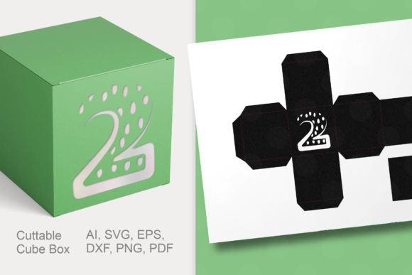 Number 2 Cube Favor Box Template SVG: A 3D SVG for Shapes