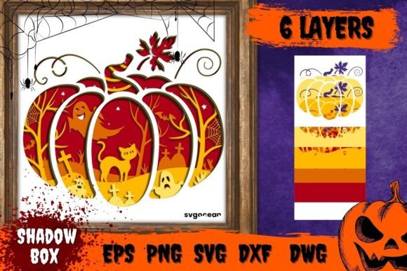 Pumpkin Shadow Box Svg: Premium 3D SVG for Shadow Boxes