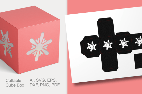 Retro Snowflake Cube Gift Box Template: 3D SVG Shapes Review
