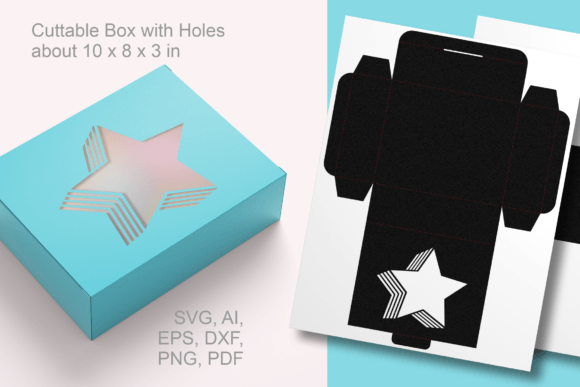 Striped Shadow Star Window Gift Box: A 3D SVG for Shapes