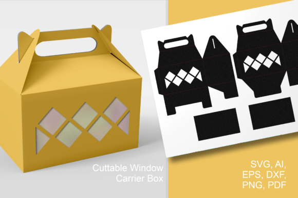 Zig-zag Square Windows Gable Gift Box: 3D SVG Shapes